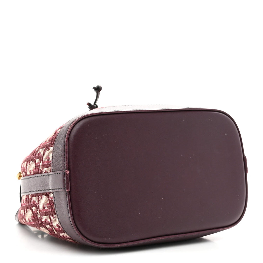 Christian Dior Oblique Drawstring Chain Bucket Bag Burgundy