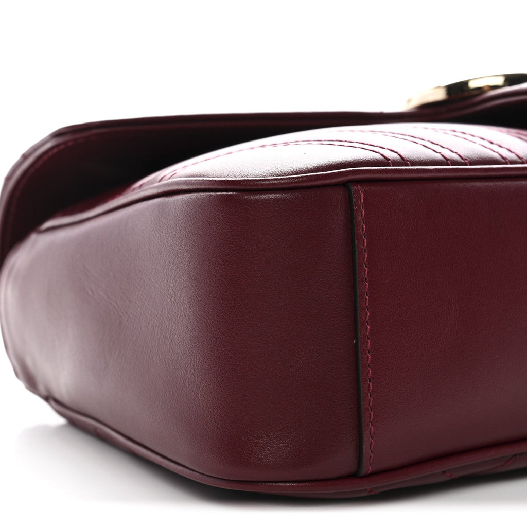 Gucci Calfskin Matelasse Small GG Marmont Shoulder Bag Ancora Red