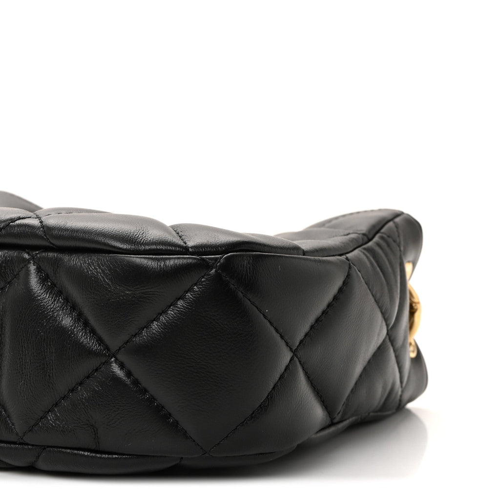 Chanel Lambskin Quilted Small Chain Hobo Black