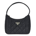 Prada Tessuto Nylon Stitched Shoulder Bag Black