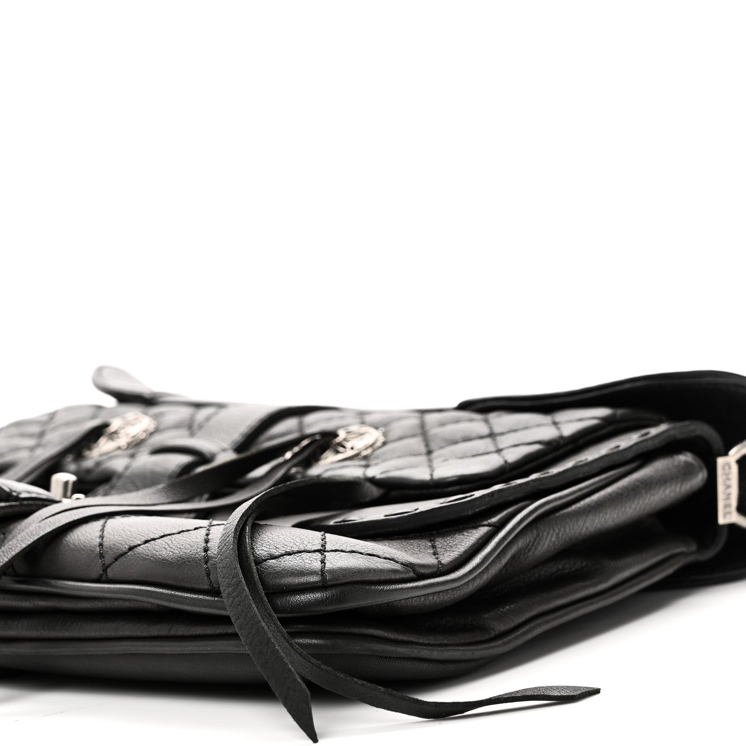 Chanel Goatskin Quilted Paris Dallas Saddle Bag Black