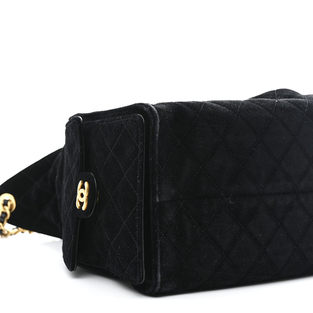Chanel Suede Quilted Medium Chanel 25 Handbag Black