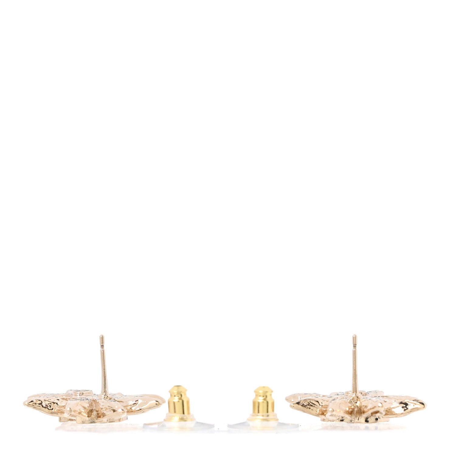 Crystal CC Flower Earrings Gold