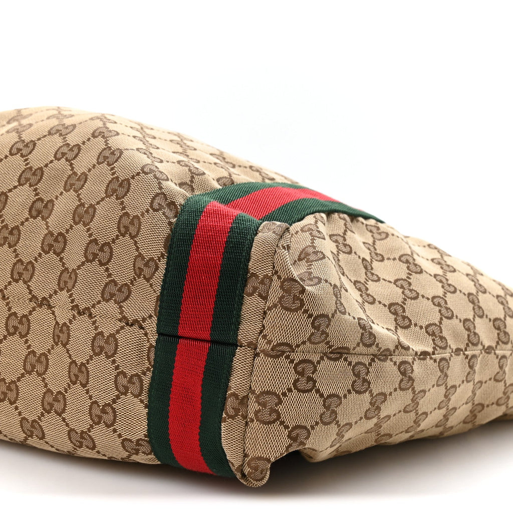 Gucci GG Monogram Medium Web Handle Vertical Tote Dark Brown