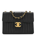 Chanel Caviar Vertical Quilted Jumbo Single Flap Black
