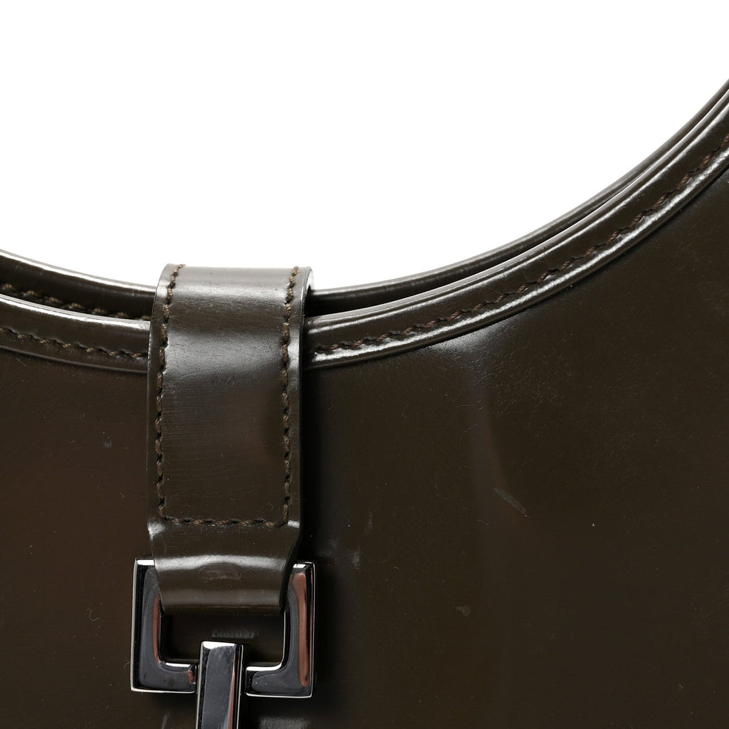 Gucci Patent Bardot Shoulder Bag Olive Green