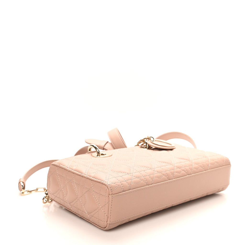 Christian Dior Lambskin Cannage Heart Medium Lady D-Joy Rose Des Vents