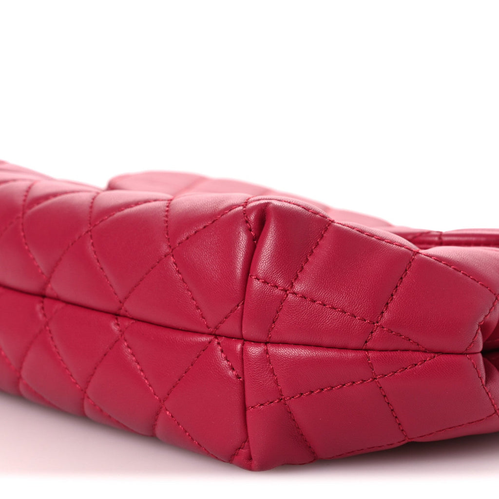 Chanel Lambskin Quilted Large Daily Supple Flap Dark Pink