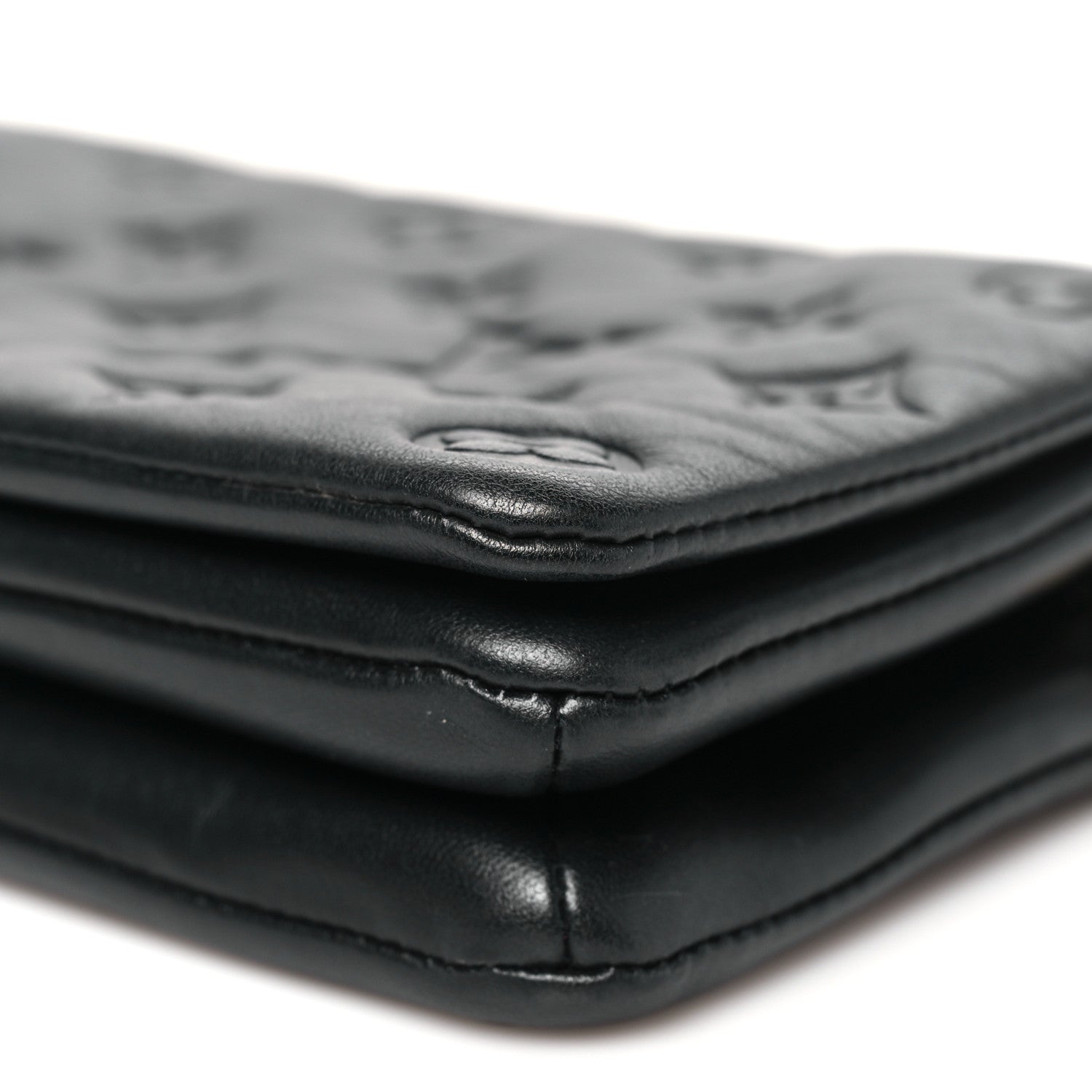 Louis Vuitton Lambskin Embossed Monogram Pochette Coussin Black