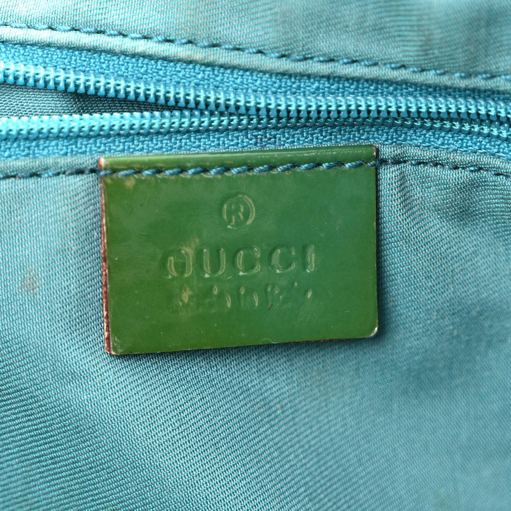 Gucci Monogram Patent Medium Abbey Shoulder Bag Blue