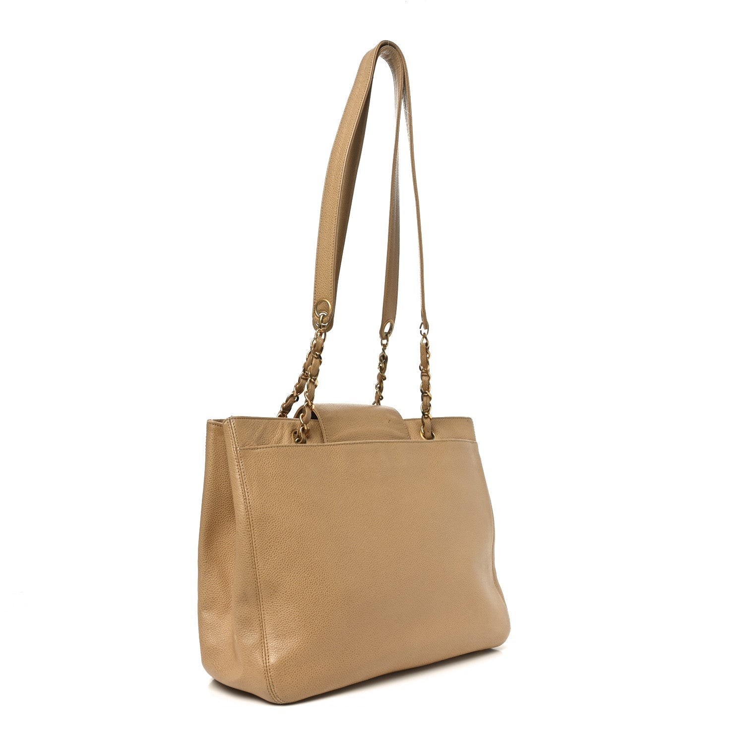 Chanel Caviar Turnlock Tote Beige