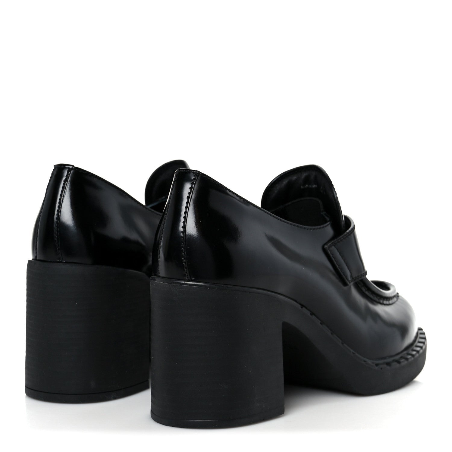 Prada Spazzolato Metal Triangle Logo 85mm Loafers 40 Black