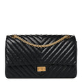 Chanel Aged Calfskin Chevron Quilted 2.55 Reissue 226 Flap  Black