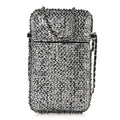 Chanel Tweed Sequin Chain Around Phone Holder Silver Black