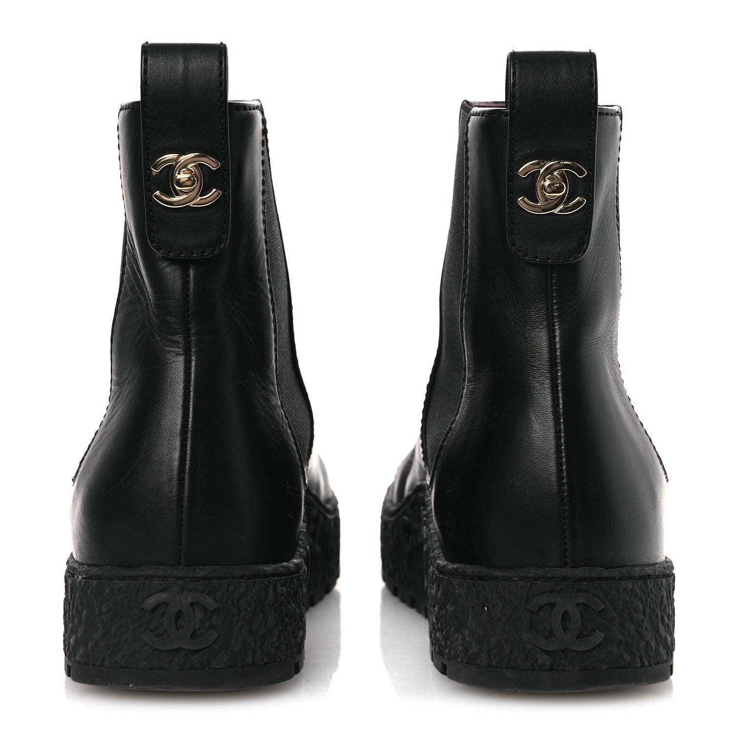 Calfskin Cap Toe CC Ankle Boots 38 Black