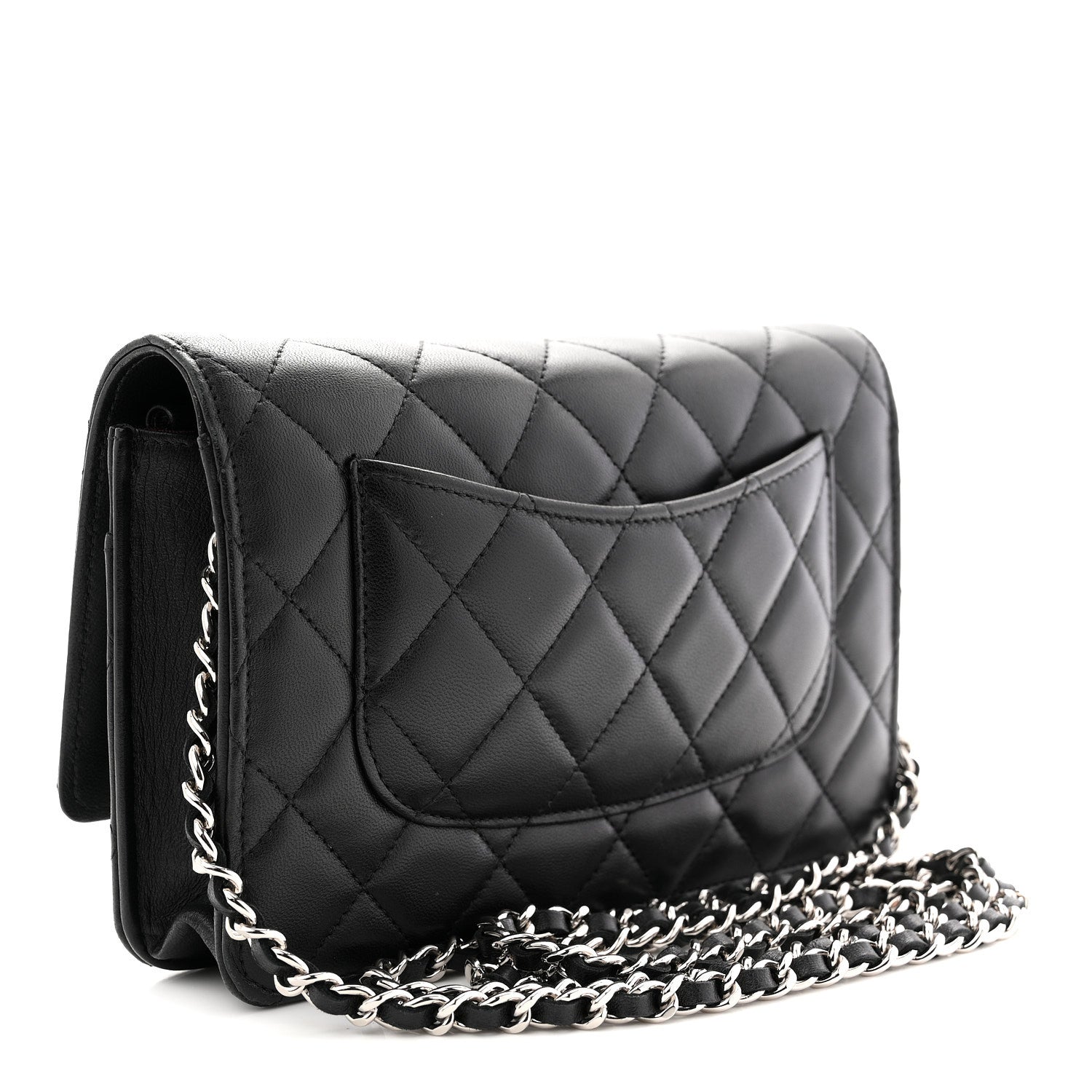 Chanel Lambskin Quilted Wallet On Chain WOC Black