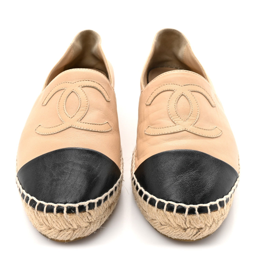 Lambskin CC Espadrilles 38 Beige Black