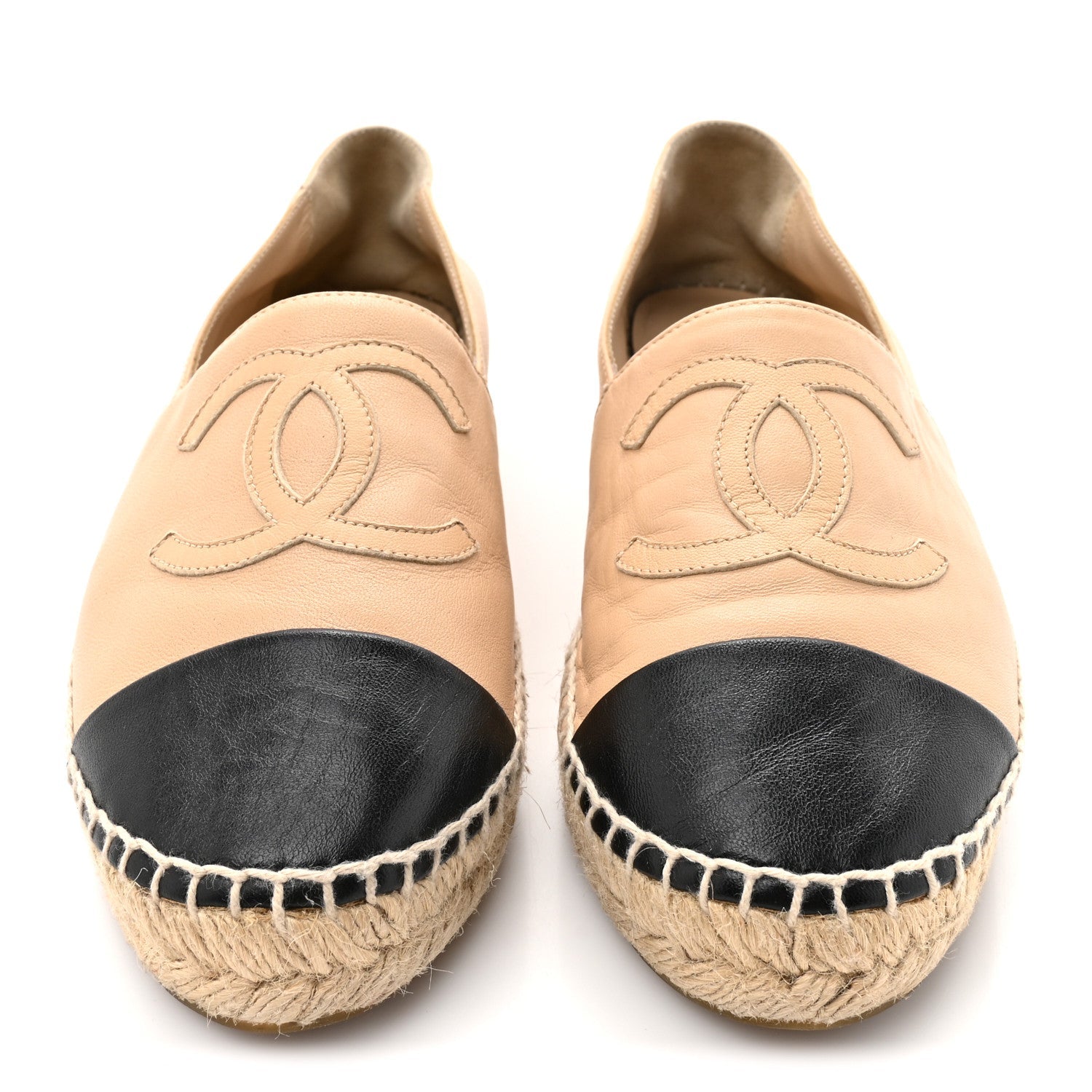 Lambskin CC Espadrilles 38 Beige Black