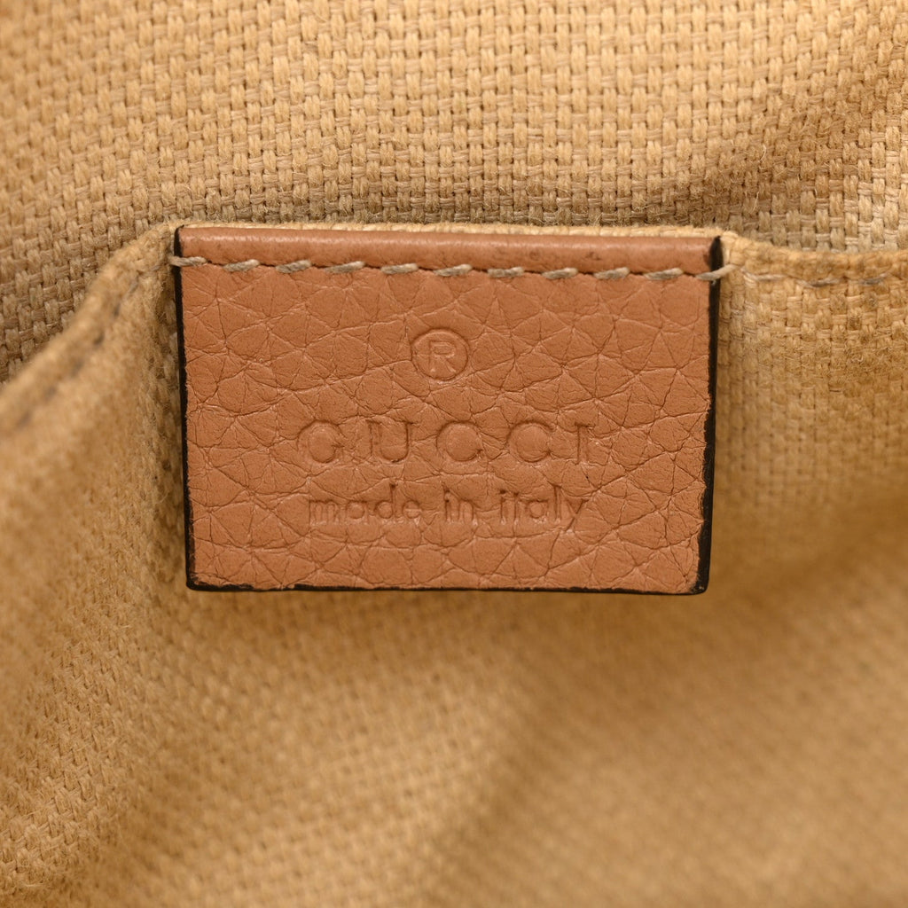 Gucci Pebbled Calfskin Small Soho Disco Bag Camelia