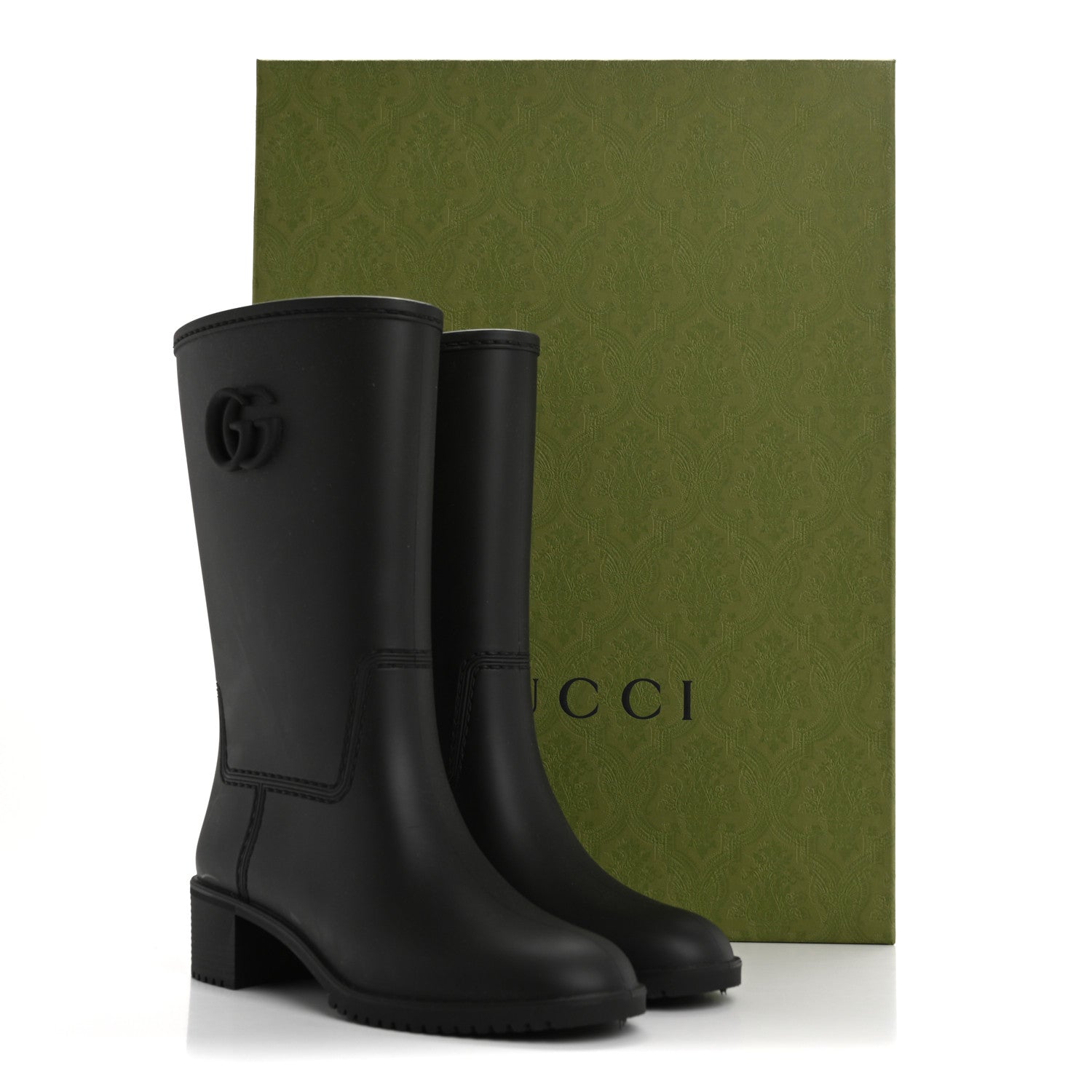 Gucci Rubber Double G Womens Rain Boots 37 Black