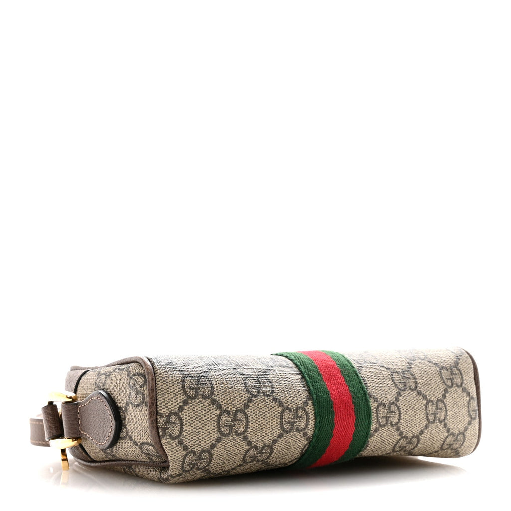 Gucci GG Supreme Monogram Web Mini Ophidia Shoulder Bag Brown