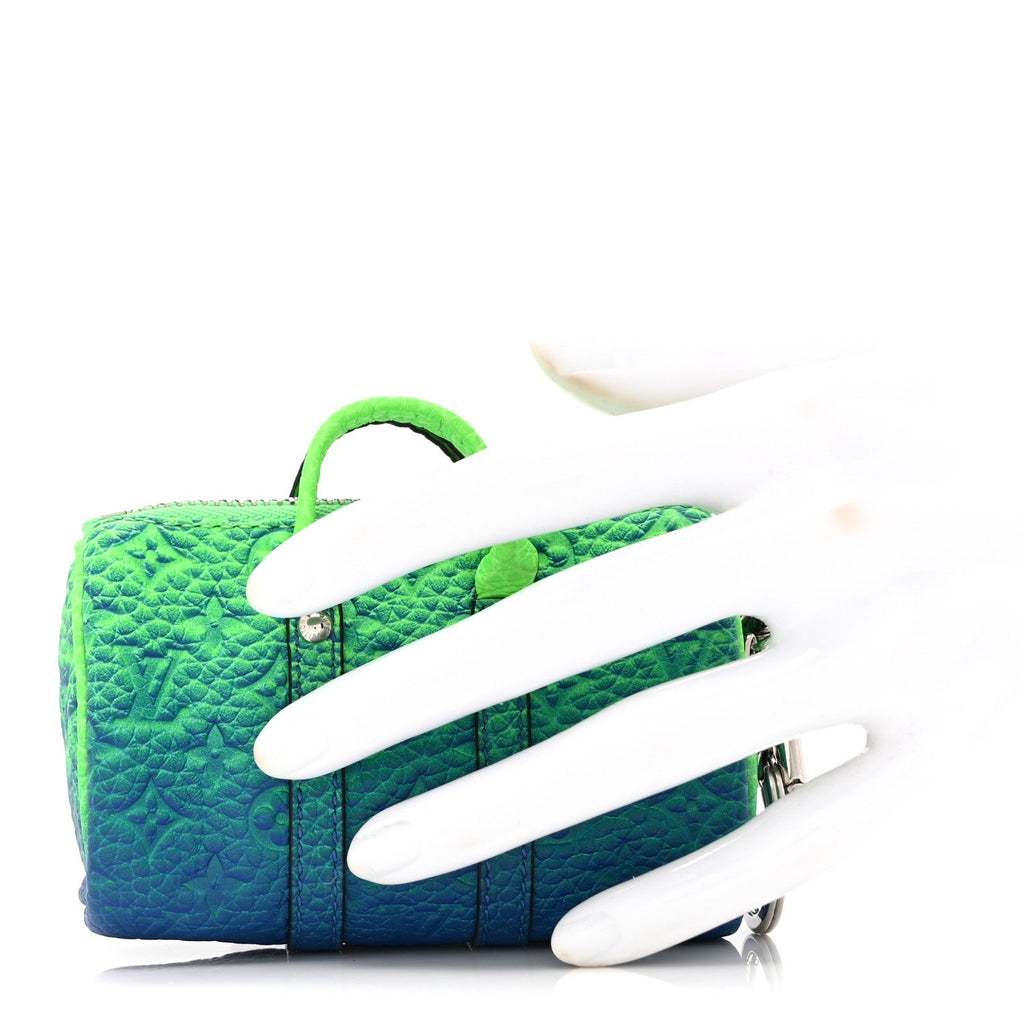 Louis Vuitton Taurillon Illusion Mini Keepall Earphones Pouch Bleu Vert