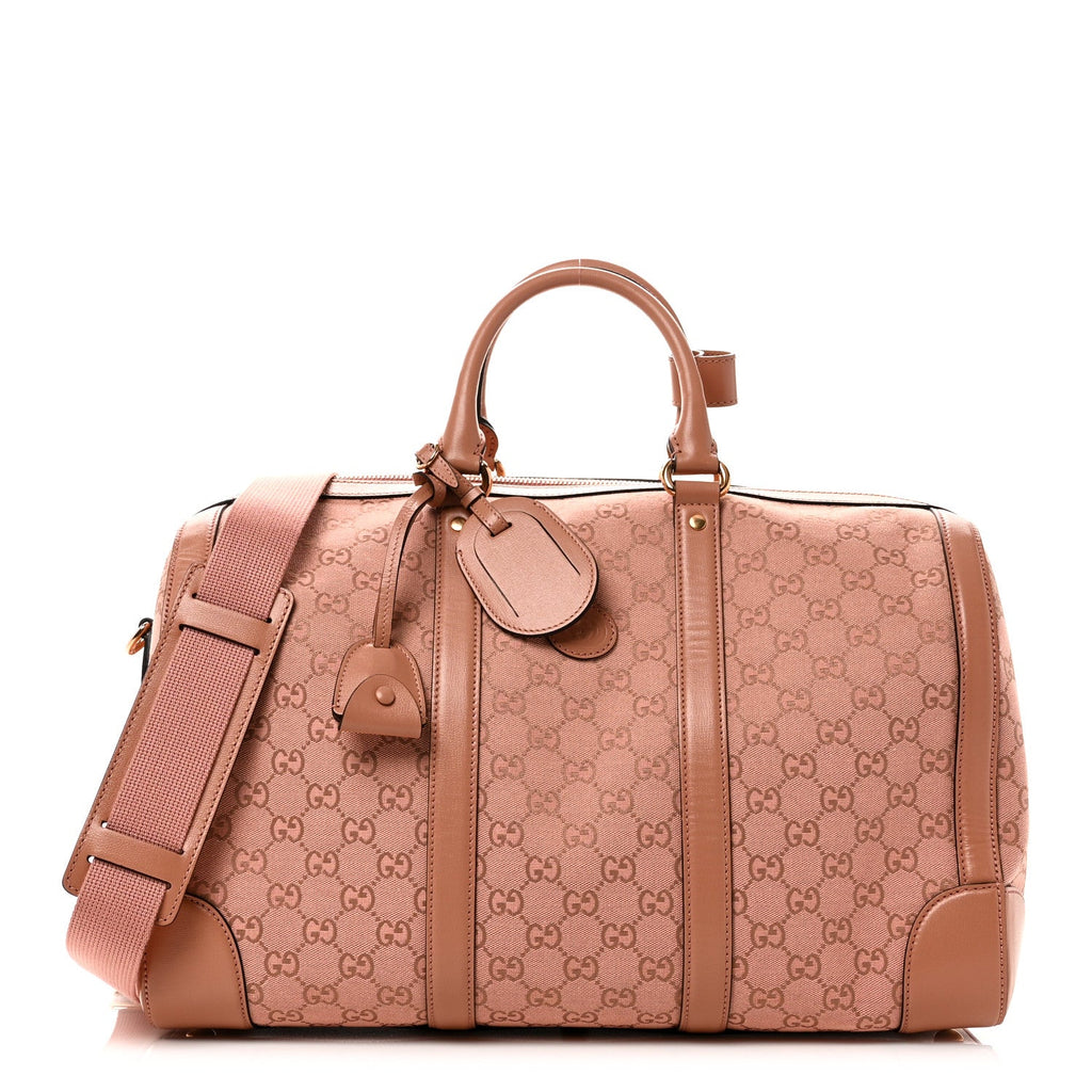Gucci Monogram Azalea Calfskin Small Retro Interlocking G Duffle Bag Cloche Rose Pink