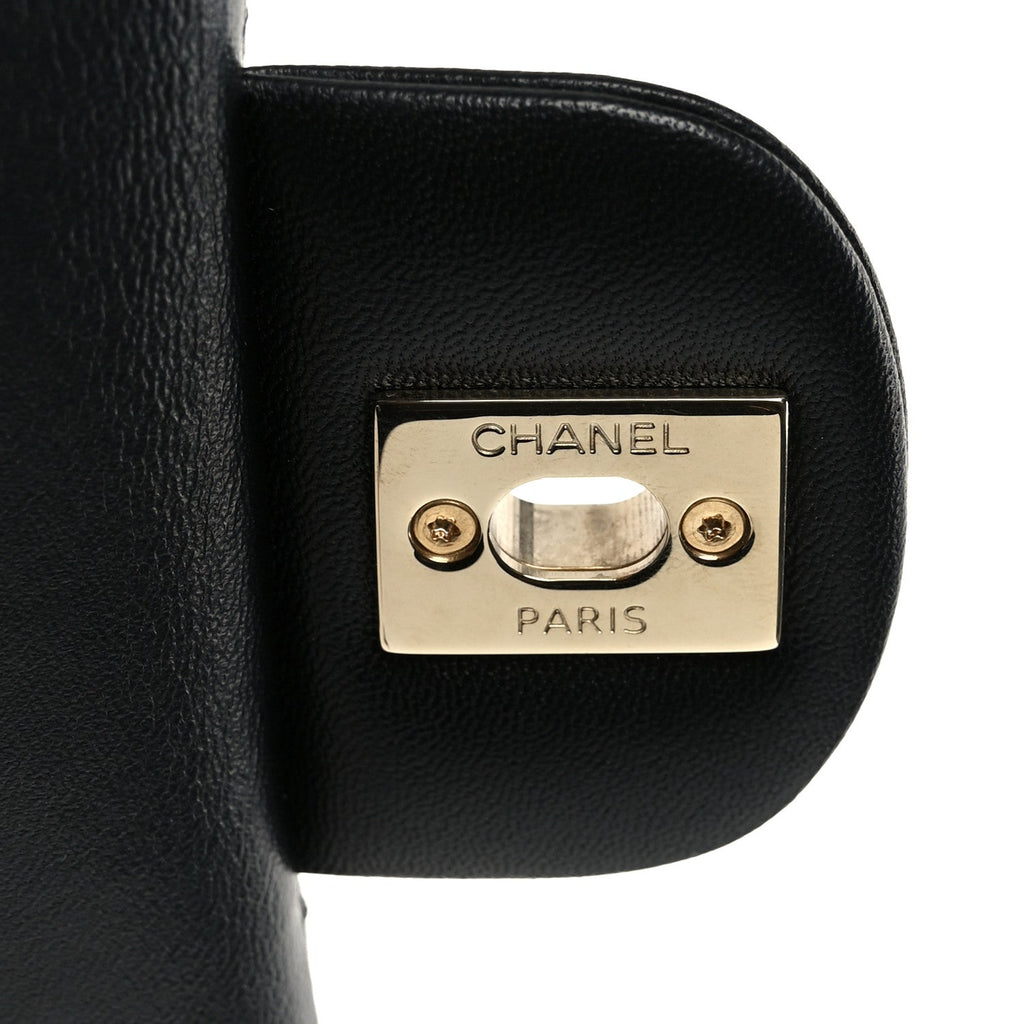 Chanel Lambskin Quilted Mini Rectangular Flap Black