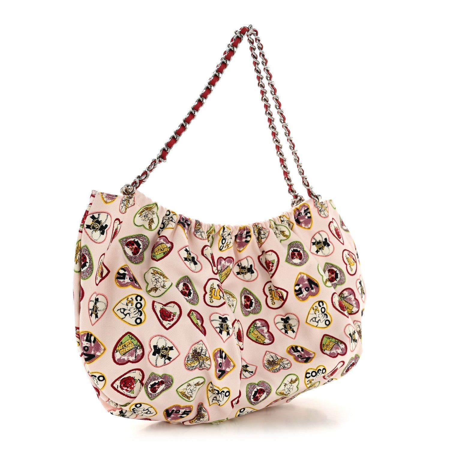 Chanel Canvas Coco Hearts Shoulder Bag Pink