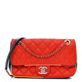 Chanel Lambskin Plexiglass Quilted Medium Cuba Color Flap Red Multicolor