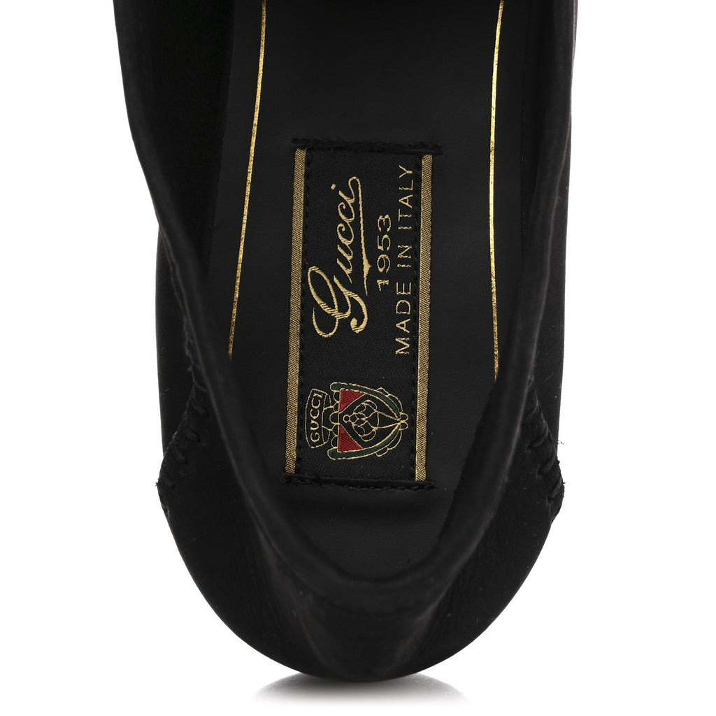 Gucci Suede Calfskin Womens 1953 Horsebit Loafers 37 Black