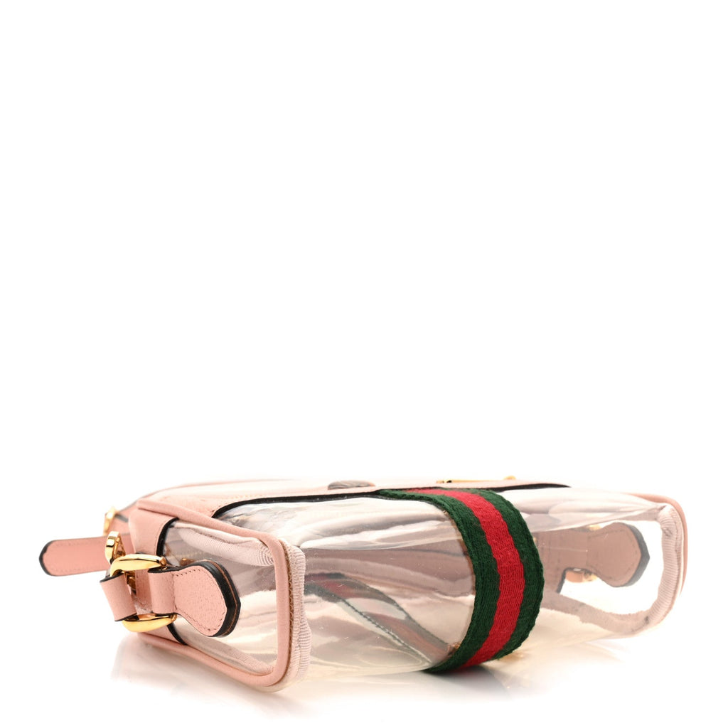 Gucci Vinyl Web Mini Ophidia Transparent Shoulder Bag Perfect Pink