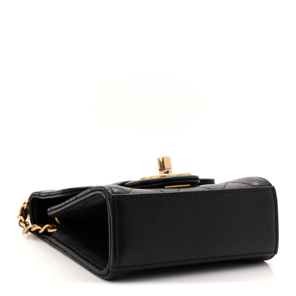 Chanel Lambskin Quilted Chic Pearls Flap Black