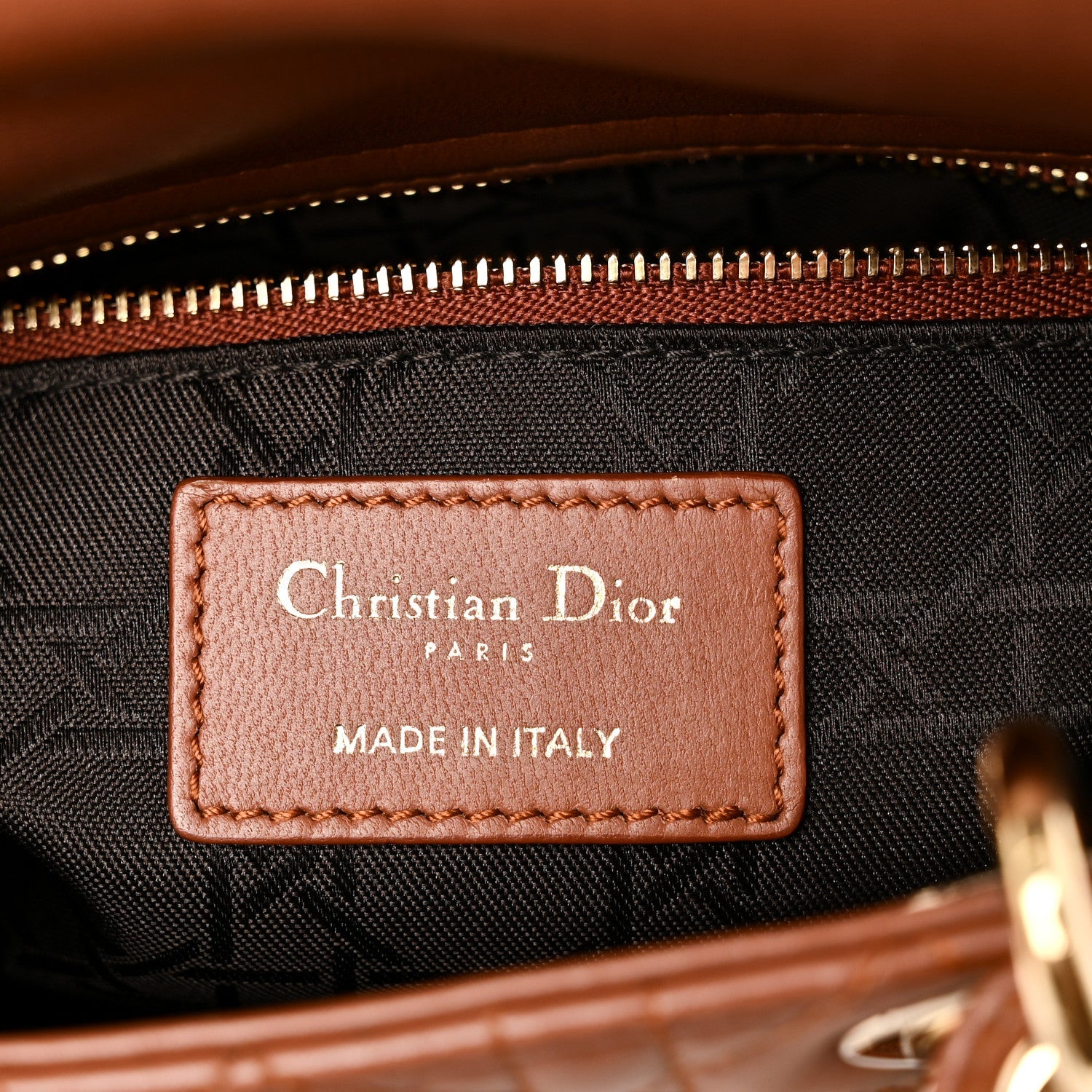 Christian Dior Calfskin Cannage Small My ABCDior Lady Dior Tan
