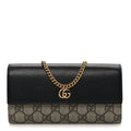Gucci Dollar Calfskin GG Supreme Monogram Petite GG Marmont Wallet Chain Bag Black Beige Ebony