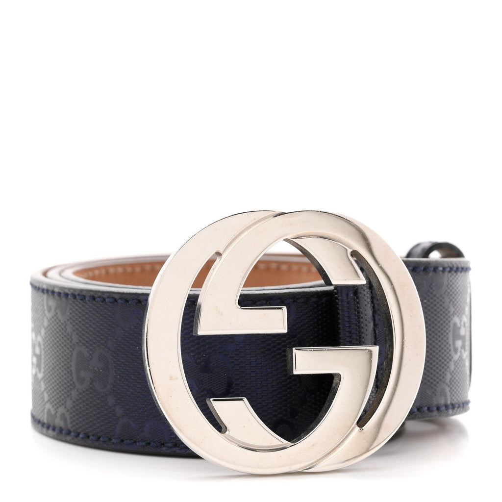 Gucci Imprime Monogram Interlocking G Belt 85 34 Navy