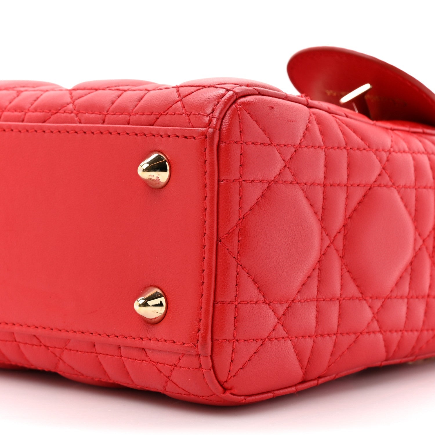 Christian Dior Lambskin Cannage Small My ABCDior Lady Dior Red