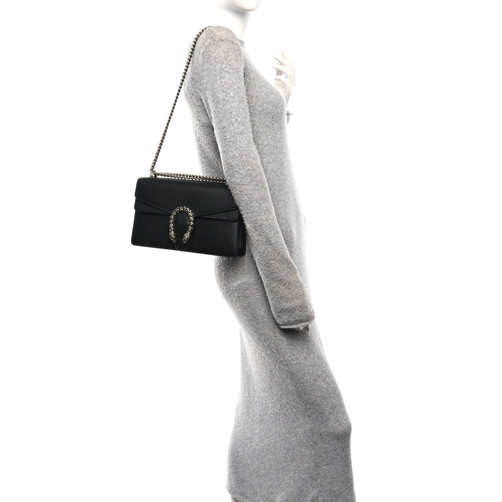 Gucci Pebbled Calfskin Small Dionysus Shoulder Bag Black