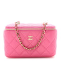 Chanel Caviar Quilted Small Vanity Case With Chain Pink