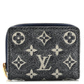 Louis Vuitton Denim Effect Lambskin Embossed Monogram Lou Coussin Wallet Navy