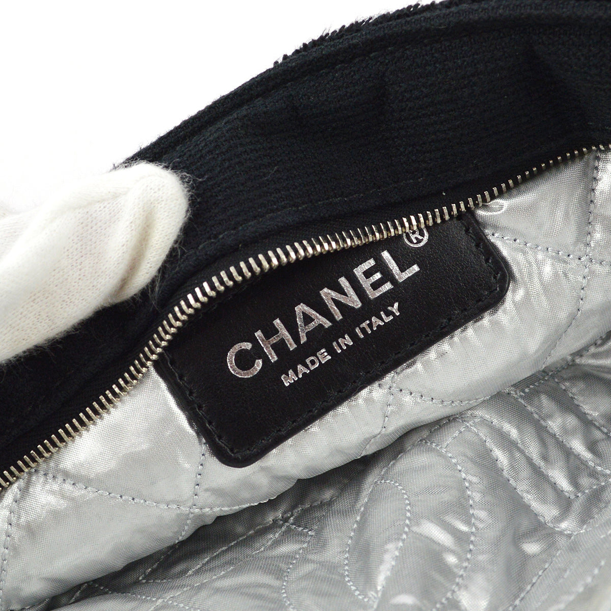 Chanel 2014-2015 Black Cotton Double Chain Flap Shoulder Bag