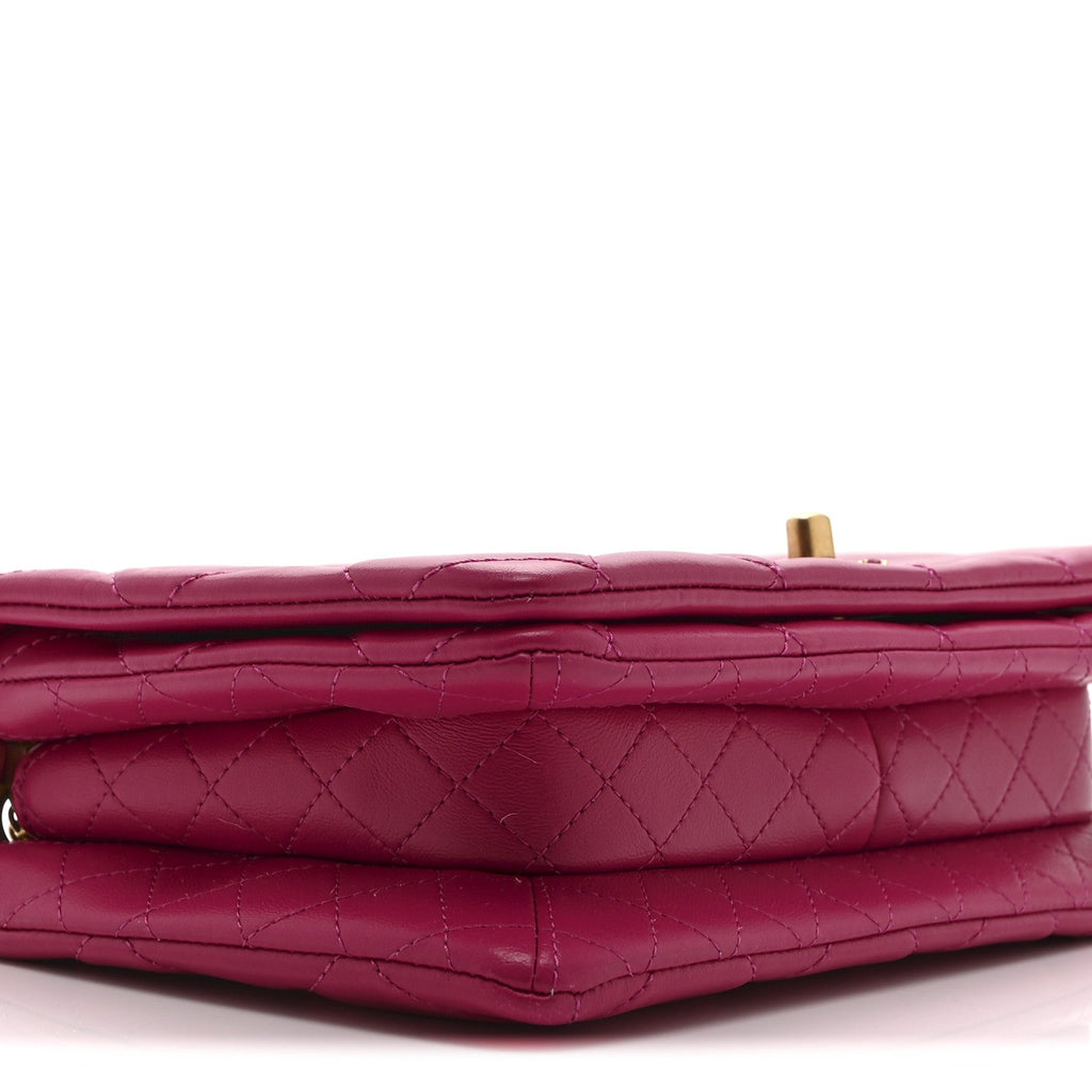 Chanel Lambskin Quilted On And On Small Chain Flap Fuchsia