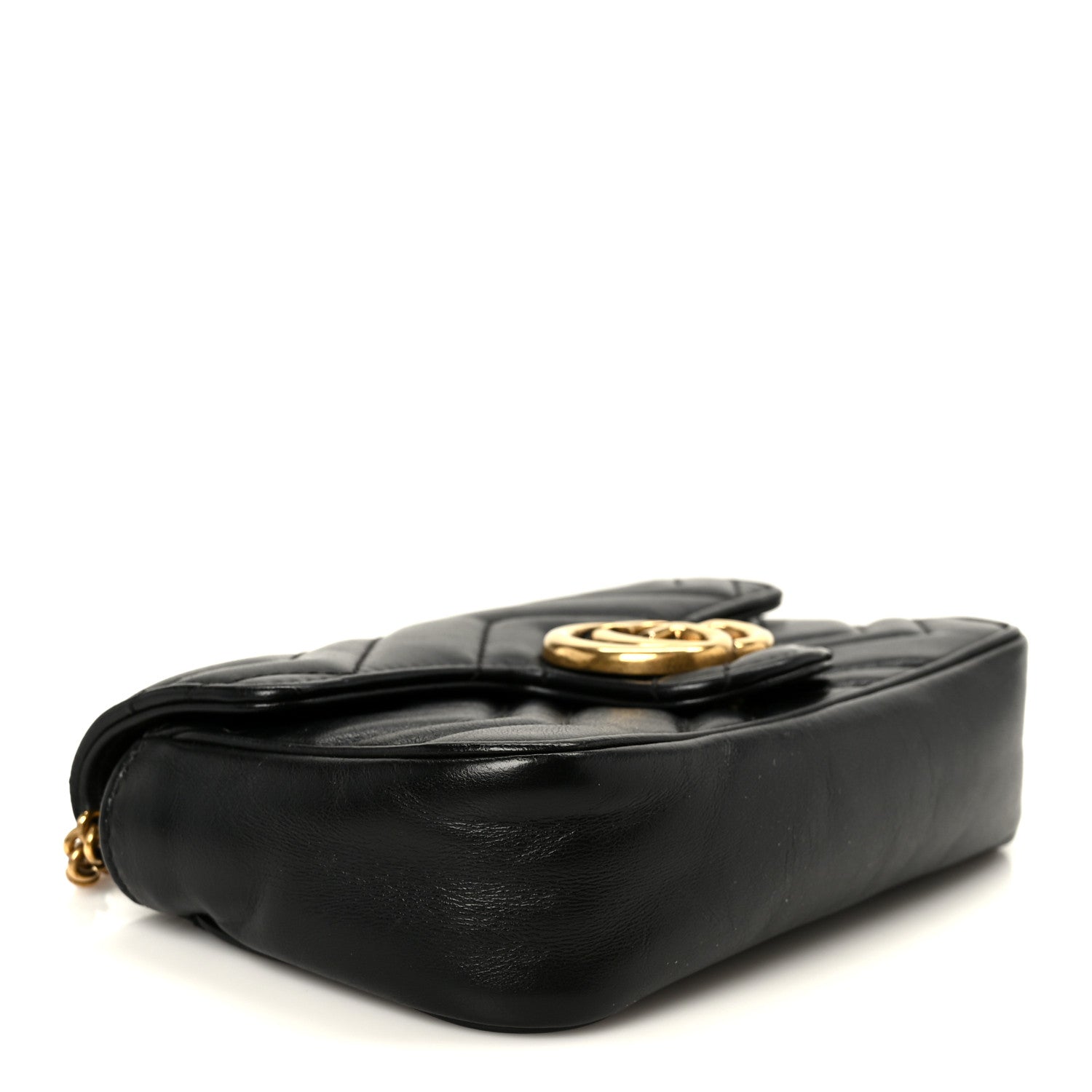 Gucci Calfskin Matelasse Super Mini GG Marmont Shoulder Bag Black