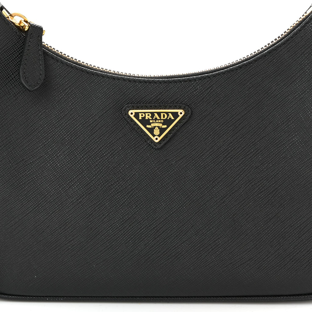 Prada Saffiano Lux Re-Edition 2005 Shoulder Bag Black