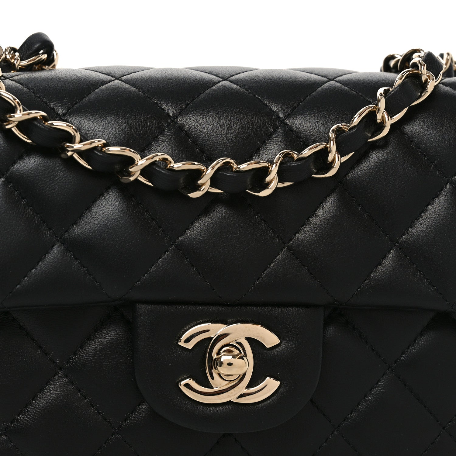 Chanel Lambskin Quilted Mini Rectangular Flap Black