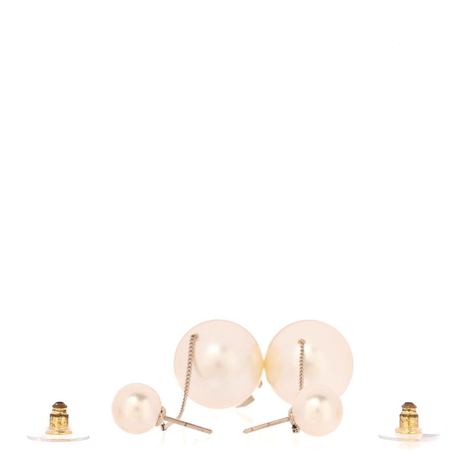 Pearl CC Chain Drop Earrings Gold