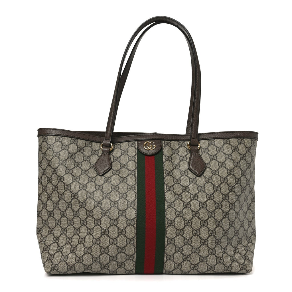 Gucci GG Supreme Monogram Medium Ophidia Shopping Tote Brown