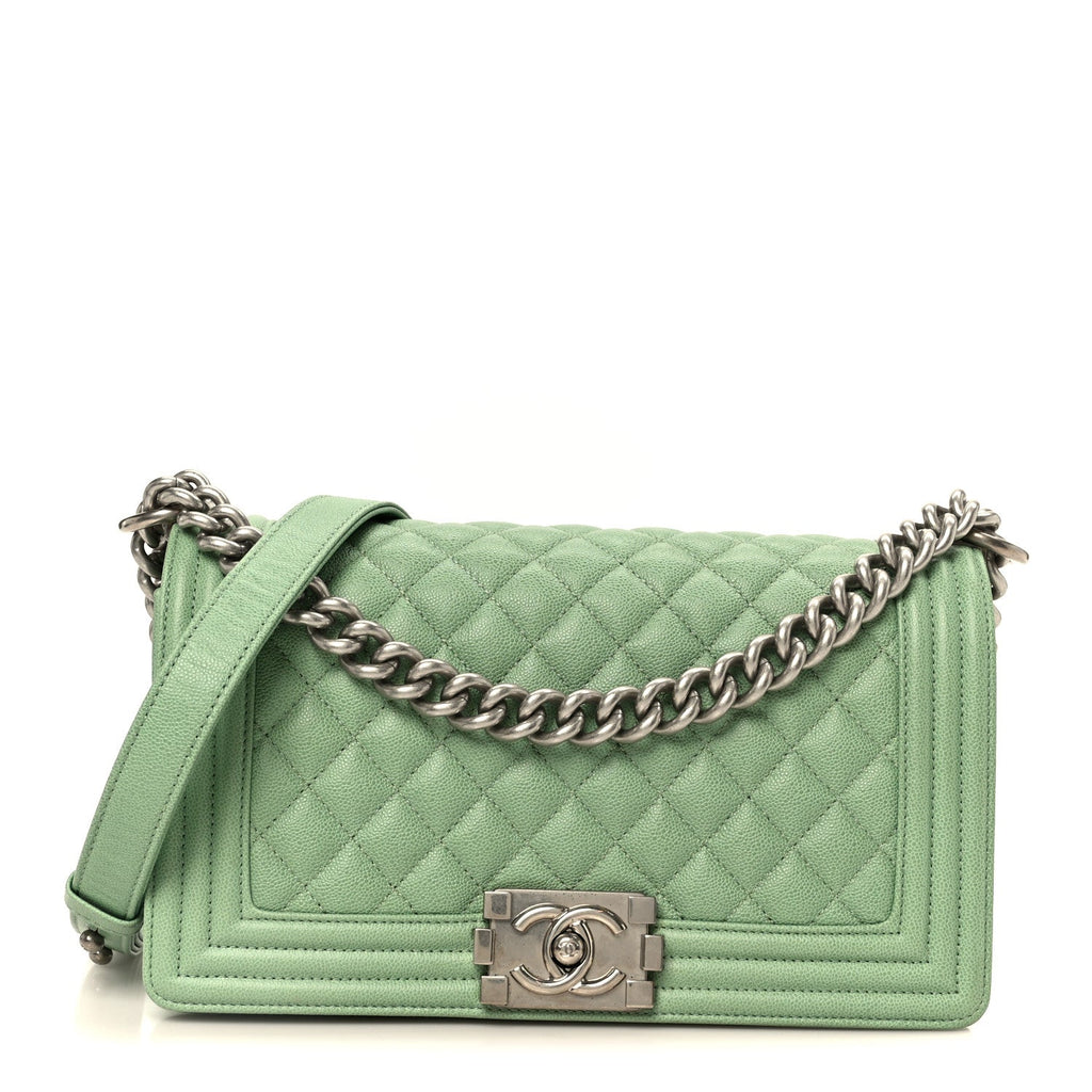Chanel Caviar Quilted Medium Boy Flap Green