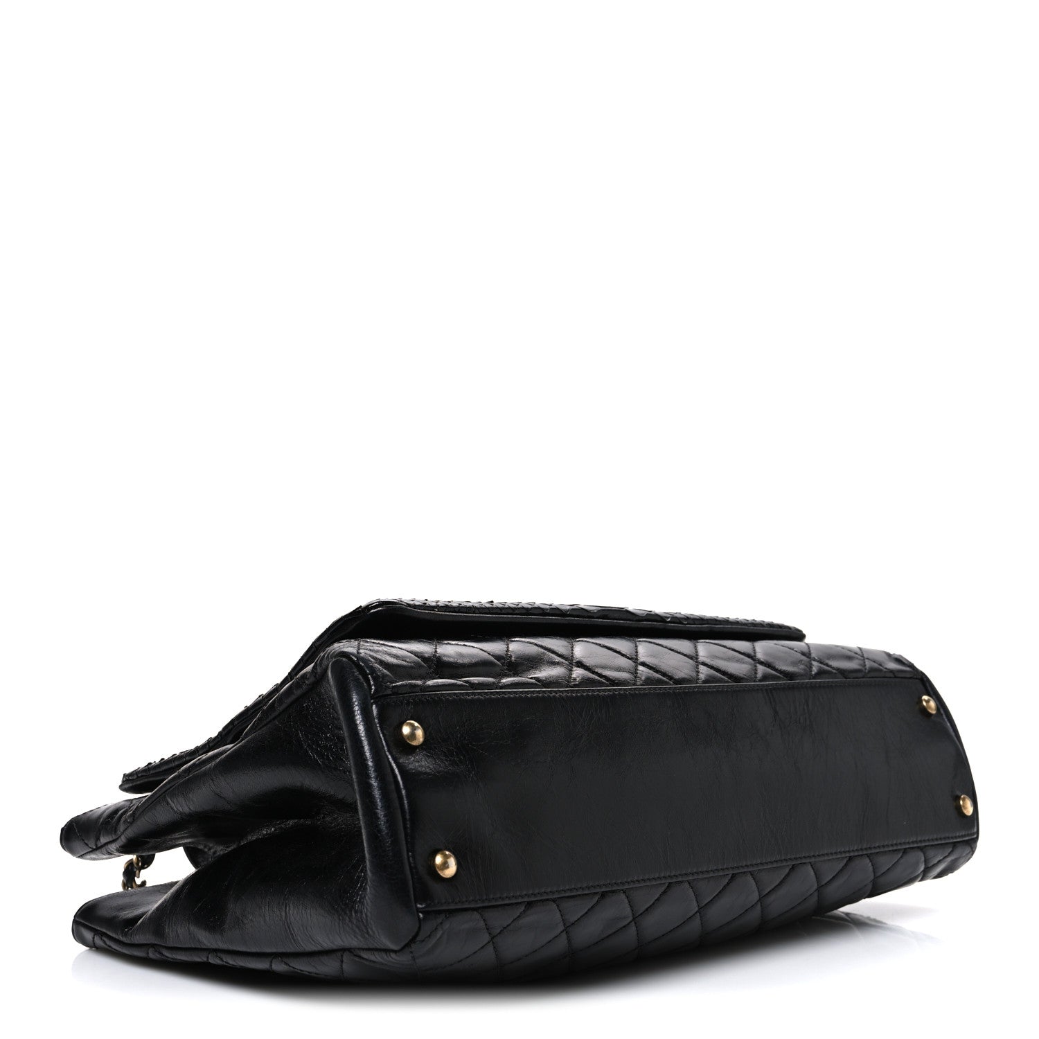 Chanel Snakeskin Glazed Calfskin Quilted Urban Mix Tote Black