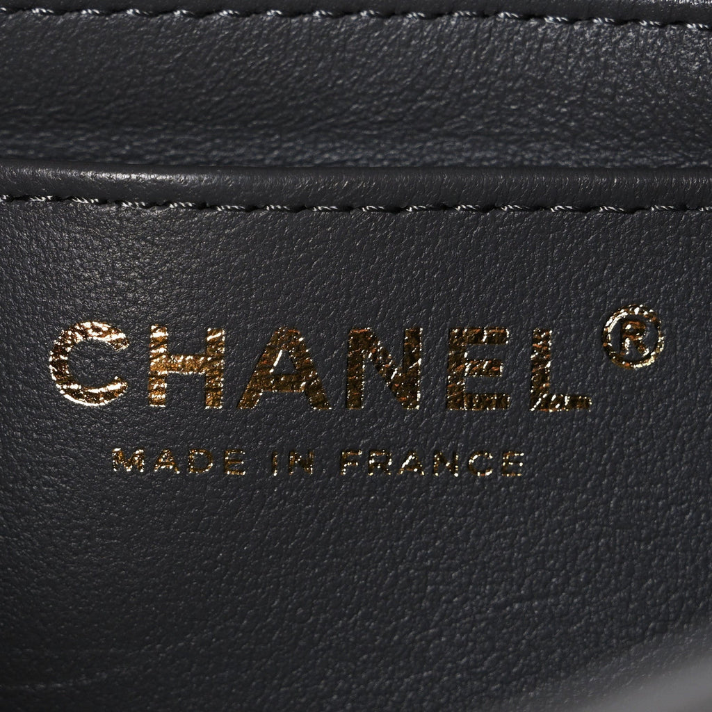 Chanel Lambskin Quilted Mini Rectangular Flap Dark Grey